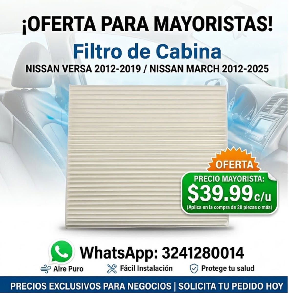 Filtro Aire Acondicionado Cabina Versa 2012-2019 March 2012-2025